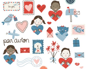 Clip Art Free Commercial Use Clipart hand drawn commercial use clip art and papers by citrusandmint valentines day air mail digital clipart png files illustrations royalty free instant download