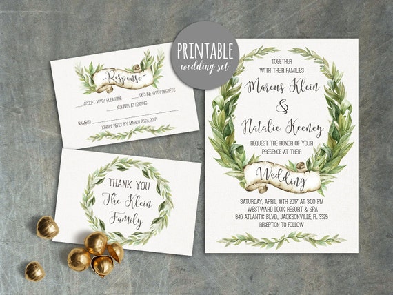 Greenery Wedding Invitation Rustic Greenery Wedding Invitation Rustic