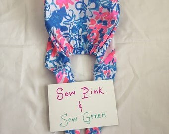 SALE Scrub Hat Surgical Cap Made with Lilly Pulitzer Pop Pop fabric