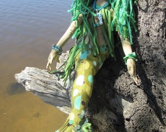 River mermaid, OOAK fantasy figure art doll
