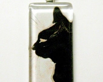 Steinlen Black cat pendant and chain - CGP02-062