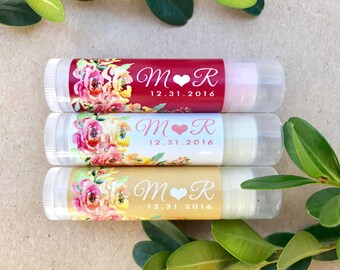 Bridal Shower Chapstick Favors 24ct Floral Wedding Lip Balm Favors, Bridal Shower Favor, Lip Balm Favor, Wedding Anniversary Favor RC2010