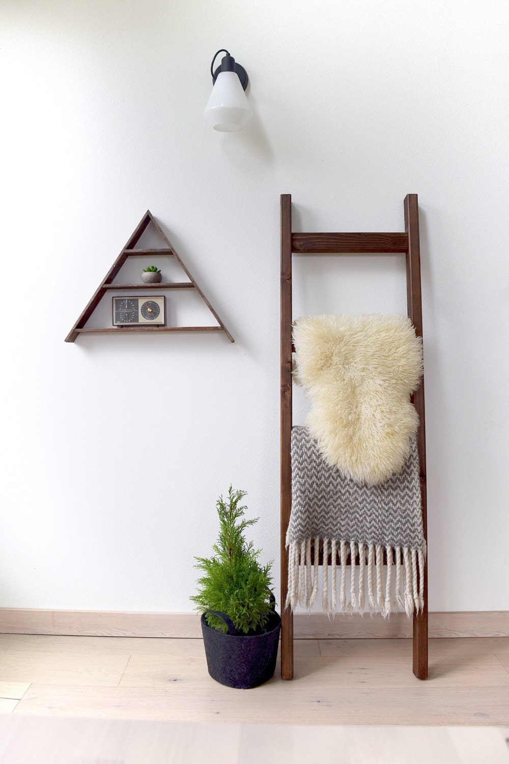 Blanket Ladder Rustic Wood Quilt Ladder Dark Walnut Brown