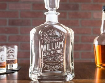 Personalized Whiskey Decanter, 21st Birthday Gift for Him, Personalized Dad, Gift for Dad, Engraved Decanter, Etched Liquor Decanter