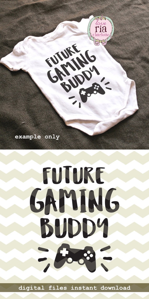 Download Future game buddy father son video gamer baby kid digital cut