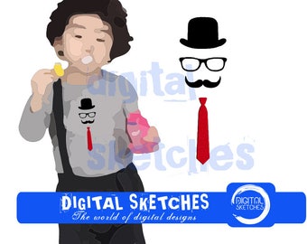 Gentleman Mustache Machine Embroidery Design 3 Sizes