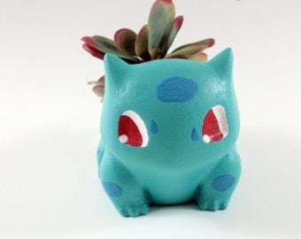 Bulbasaur Planter, Pokemon Planter, Succulent Planter, Painted, Weather Sealed, Indoor or Outdoor, Free US Shipping