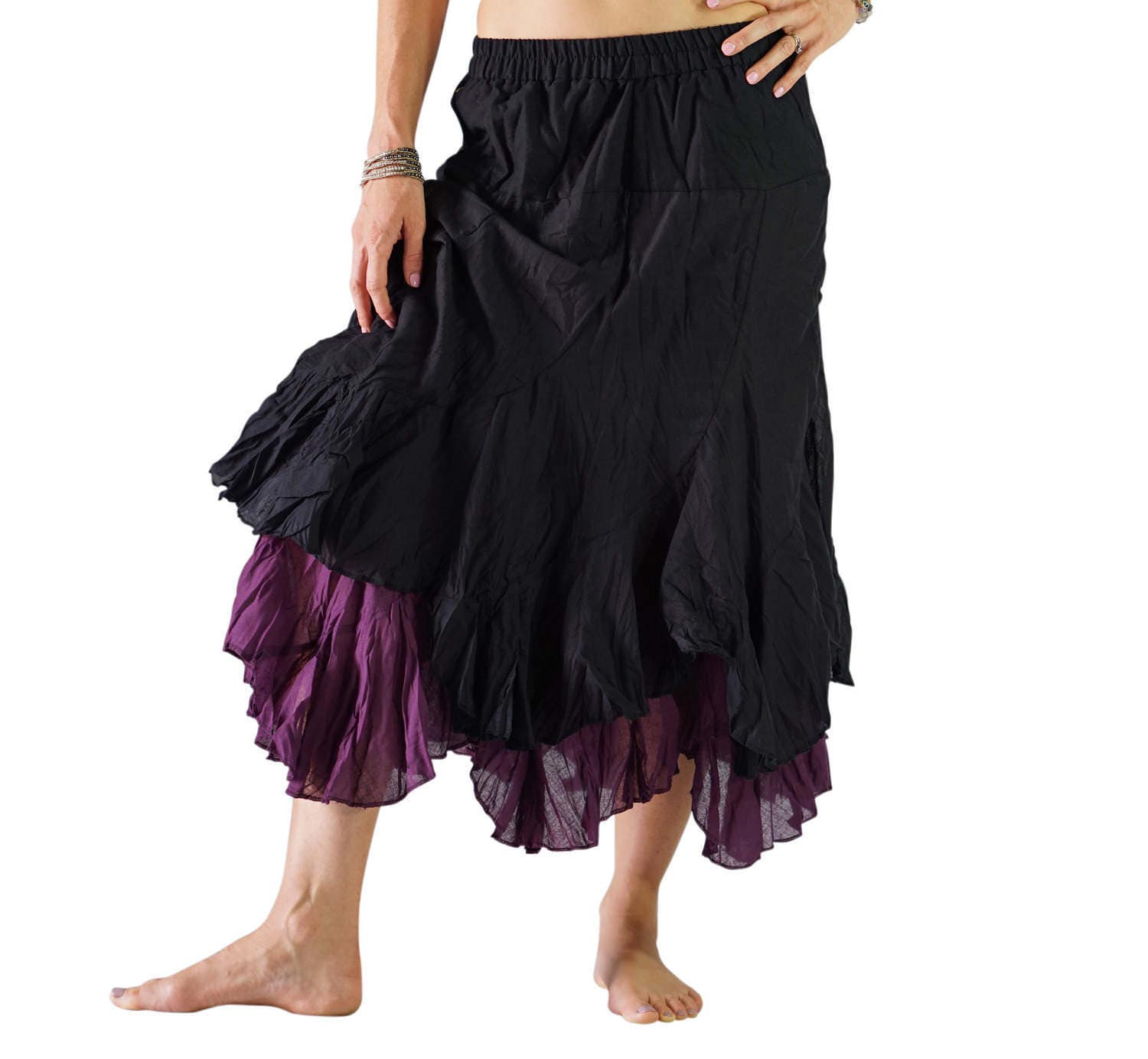 2 LAYER SKIRT Black/Purple Renaissance Clothing Medieval