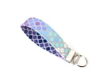Purple Key Fob, Mermaid Keychain, Mermaid Key Fob, Purple, Keychain, Mermaid Key Chain, Purple Wristlet, Mermaid Wristlet, Key Tab, Under 10