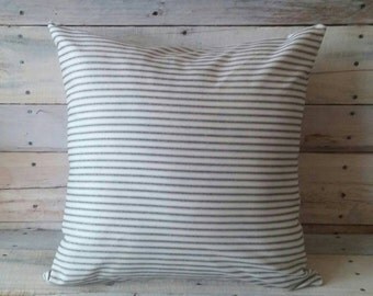 Ticking Stripe Pillow, Farmhouse Gray French Decor, Rustic Home Decor, Pillow Cover, Accent Pillow, Decorative Pillow, Housewarming Gift
