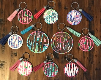Lilly Pulitzer Inspired Monogrammed Acrylic Key Chains