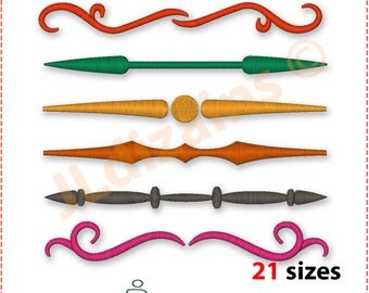 Divider Line Embroidery Design Set. Flourishes divider embroidery. Border line embroidery. Line embroidery design. Machine embroidery design