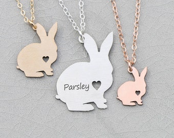 SALE • Bunny Necklace Pet Rabbit Gift Bunny Silver Pet Bunny Rabbit • Custom Little Bunny Rose Gold Animal Pendant Bunny Outline Bunny Loss