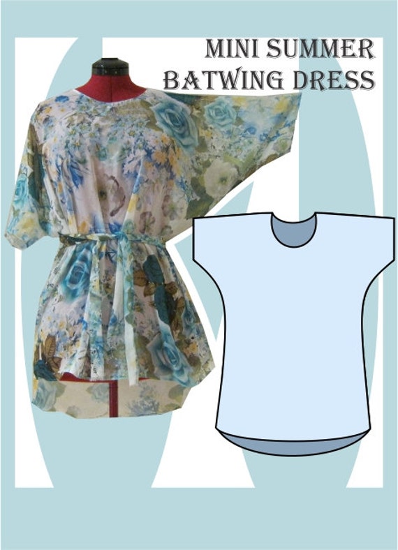 Sewing Pattern Summer Batwing dress mini