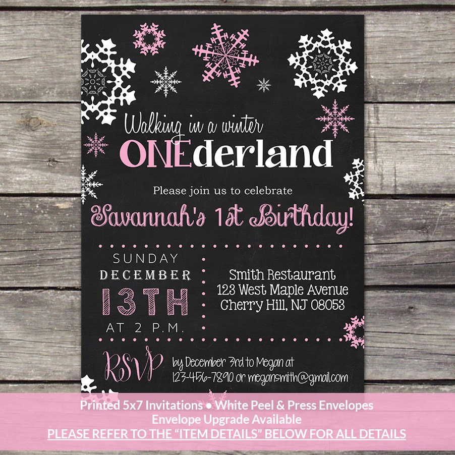 Winter Onederland Invitation for a Girl PRINTED 1st Birthday