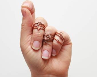 Rough Stacking Ring // Rose Quartz Stacking Ring // Raw Rose Quartz // Boho Ring // Raw Crystal // Gemstone Jewelry