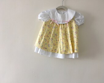 Vintage Floral Layered Dress - size 3-6m