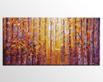 Landscape Art, Birch Tree Painting, Abstract Art, Abstract Painting, Original Oil Painting, Canvas Art, Impasto Art, Wall Art, Large Art