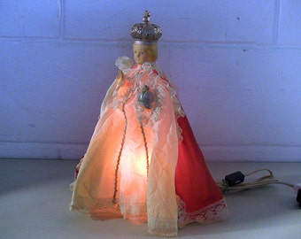 Vintage Religious Decor Infant of Prague Statue Lamp Vintage Religious Doll Lamp Vintage Christianity Religious Statue Child Jesus Statue