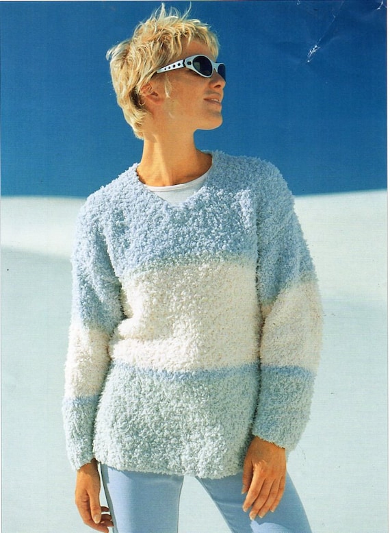 womens chunky chenille sweater knitting pattern pdf ladies