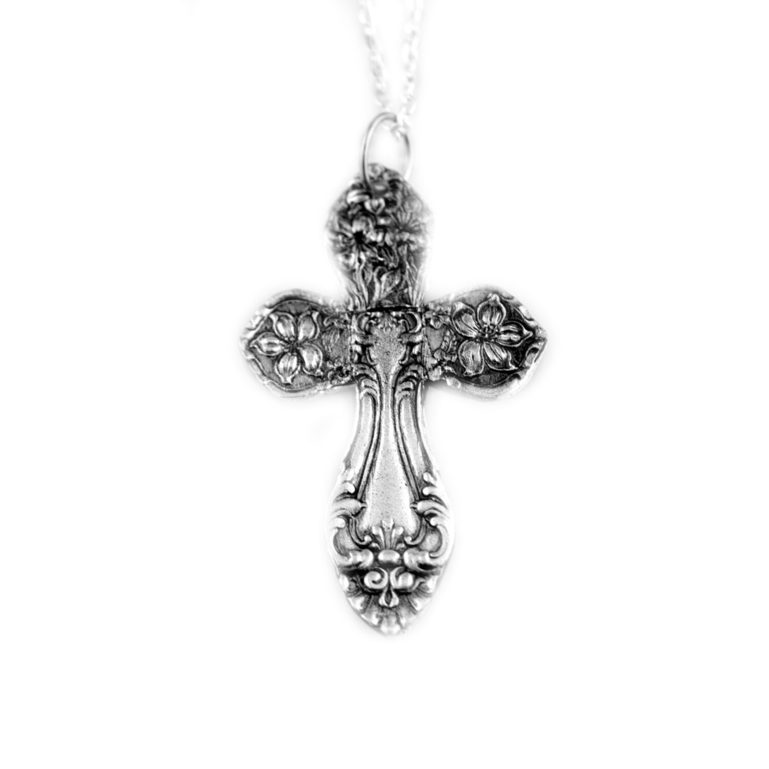 Spoon Pendant Cross Silver Pendant Silver Spoon Jewelry