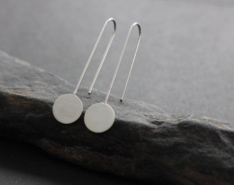 Modern drop earrings. Geometric earrings. Modern Solid Circle Drop Earrings."Hypnose Earrings".