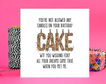 Funny Boyfriend or Girlfriend Birthday Card - WTF - Blank Inside - Free UK Shipping