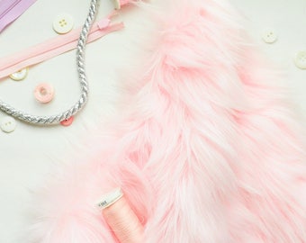 Pink Fur Fabric FREE SHIPPING: Craft Squares- Baby Pink Fur Fabric, Baby Pink Fake Fur, Baby Pink Faux Fur, Pastel Pink Fake Fur