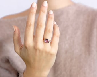 Amethyst Ring, Rose Gold Ring, Purple Amethyst Ring, Amethyst Stacking Ring, February Birthstone, Delicate Gold Ring, Gift for Her, GR0229