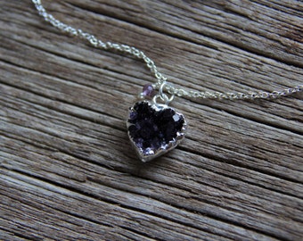 Amethyst Heart Necklace / Raw Crystal Necklace