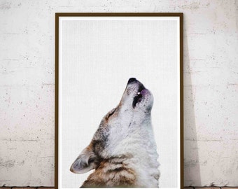 Wolf Wall Print, Woodlands Nursery Wall Art, Black White Grey Decor, Wolf Kids Gift, Forest Animal, Wolf Forest Wall Art, Wolf Animal Art