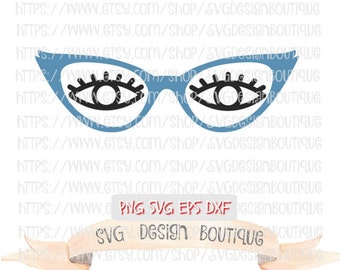 Woman's Eye Glasses SVG - Cute Svg - Diva Svg - Svg Design - Svg files - Eyes Svg- Vinyl cutting file Silhouette & Cricut Design - DXF