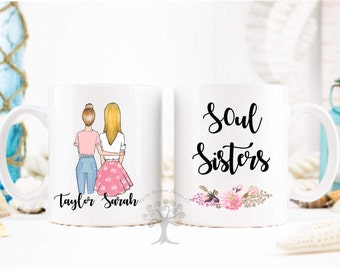 Soul Sister Mug, Personalized Best Friend Gift, Sister Mug, Sister Coffee Cup, Sister Gift, Best Friend Mugs, Coffee Mug, Best Friends.