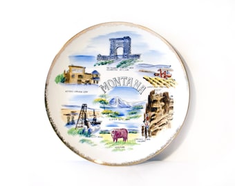 Montana Collectible Souvenir Plate, Glacier National Park by BigMuddyVintageShop