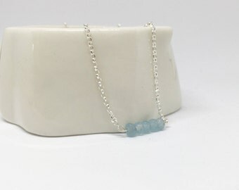 Aquamarine necklace, 925 sterling silver aquamarine necklace, bar necklace, aquamarine bar necklace, aquamarine jewelry, gemstone bar