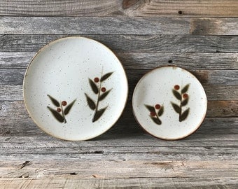 Set of 4 Vintage Otagiri Bittersweet Dinner Plates And Salad Plates, Otagiri Stoneware Plates