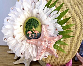 Flamingo Hair Clip, Starfish Hair Clip, Pink Tropical Hair Clip, Retro Hair Clip, Beach Hair