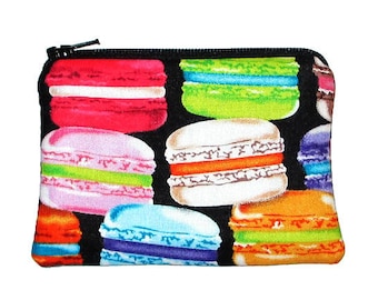 CLEARANCE - French Macarons Coin Change Purse Small Zipper Pouch - Ready to Ship