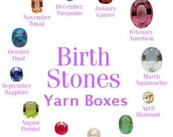 Birthstone Yarn Box, hand dyed yarn plus extra goodies, gift for a knitter, gift for her, indie dyed yarn, 4ply yarn, DK yarn, knitting yarn