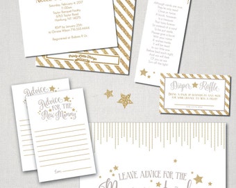 Twinkle Twinkle Little Star Baby Shower Invitation Bundle - Digital File ( I design + YOU print)