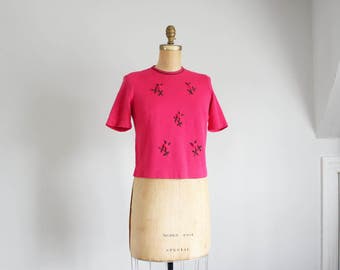 60s little rosebud wool knit top