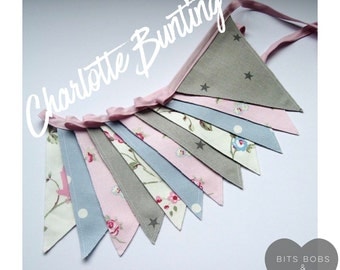 Charlotte Bunting - Fabric Bunting - Nursery Decor/ Kids Bedroom Decor/ Playroom Decor/ Girls Bunting