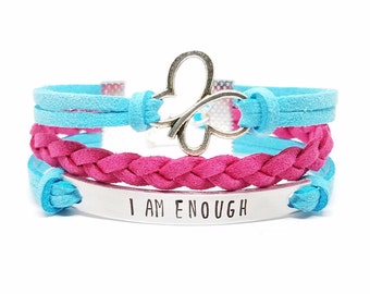 Affirmation Jewelry | I am Enough Bracelet | Butterfly Charm Bracelet | Inspirational Girls Bracelet | Kids Jewelry | Empowerment Bracelet