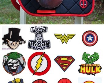 Custom Saddle Pad Superheroes and Villains Patch - Iron Man // Superman // Batman // Hulk // Deadpool - MADE TO ORDER
