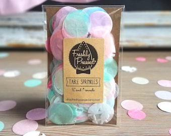 Table Sprinkles! Pink + Pastel Confetti 3/4" & 1" Rounds. Perfect Table Decorations for a Shabby Chic, Tea Party Baby Shower or Girly Event!