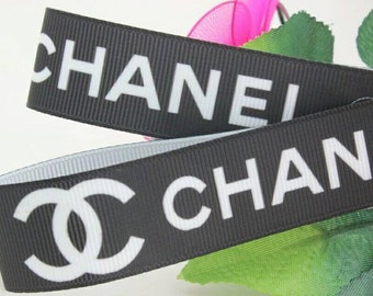 Chanel (Black & White) Brand Ribbon 7/8 inch *Sold by the yard