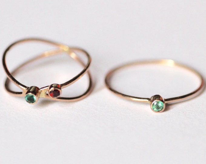 BLACK FRIDAY SALE emerald ruby gold ring emerald set green stone Natural stone Engagement Wedding minimalist Gold Engagement Ring