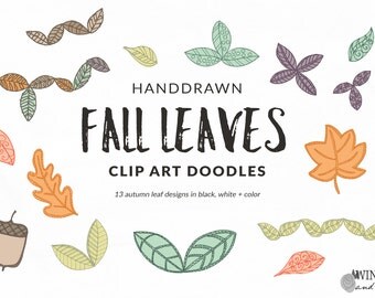 Fall Leaves - Leaf Clip Art Doodles for Autumn