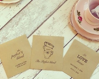 Tea bag wedding favours, afternoon tea party, wedding favours, personalised favours