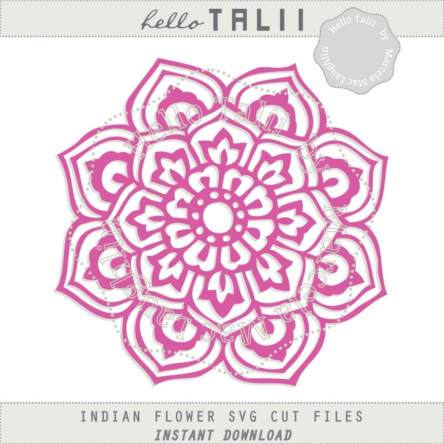 INDIAN FLOWER SVG Cut file Mandala Embellishment Digital